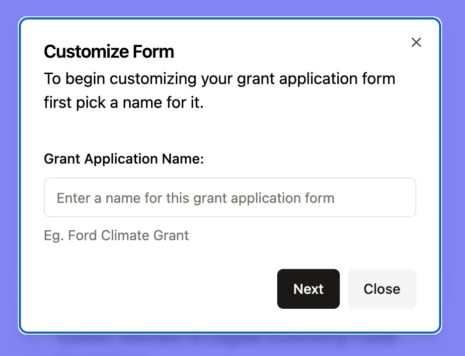 name application tab